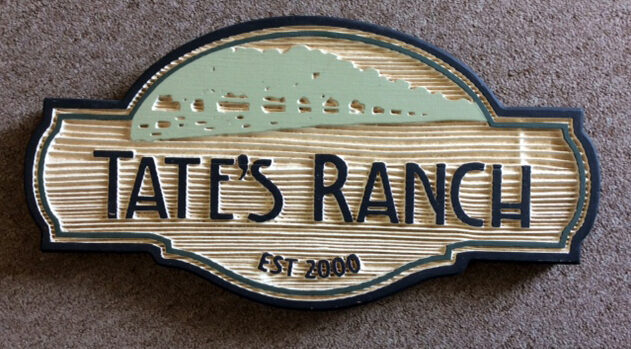 Tate's Ranch Sandblasted Sign